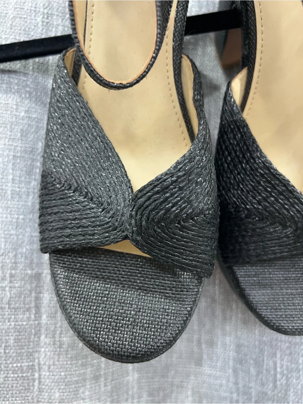 Marc Fisher Black Woven Slingback Wedge Sandals